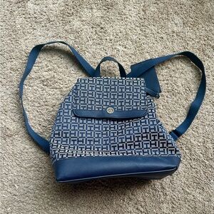 Tommy Hilfiger Navy and White Women's Backpack